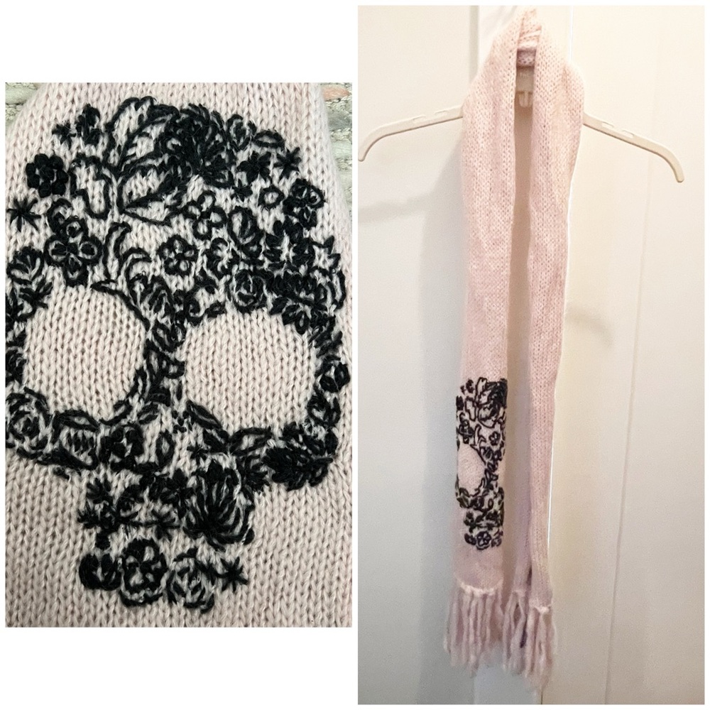 NWT Wooden‎ Ships Paola Buendia Rose Duf Floral Skull Embroidered Scarf